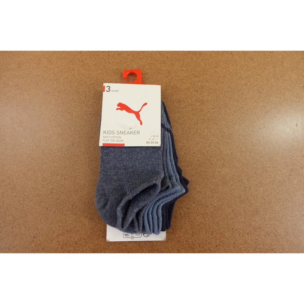 PUMA Kids Shoe Size 7-9.5 Blue Soft Cotton No Show Socks 3 Pairs NWT